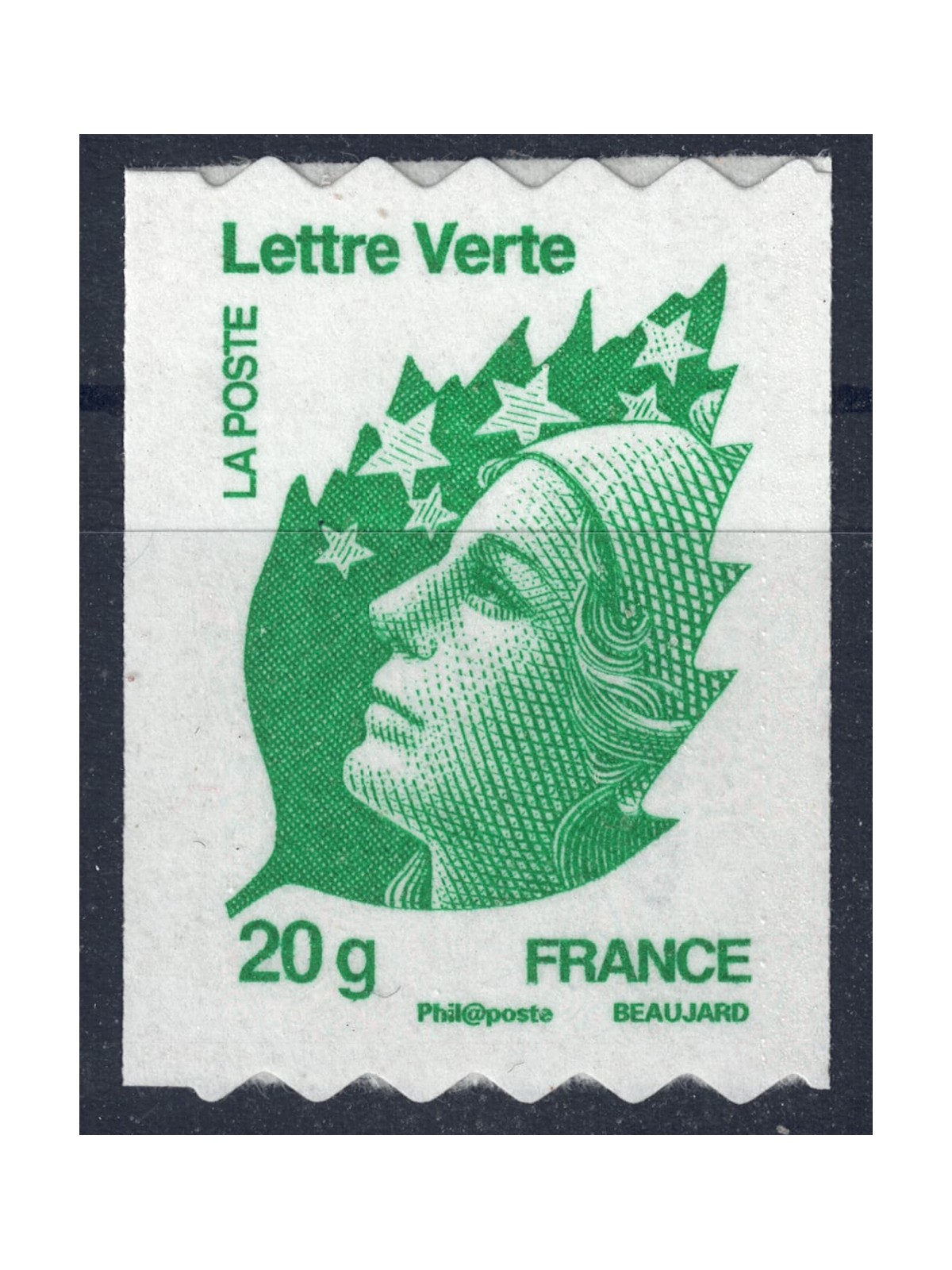 FRANCE 2011 Marianne and green leaf (57c s-a coil) MNH**