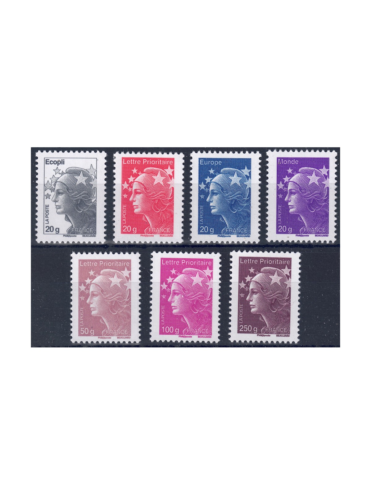 FRANCE 2011 Marianne and Europe 7v MNH**