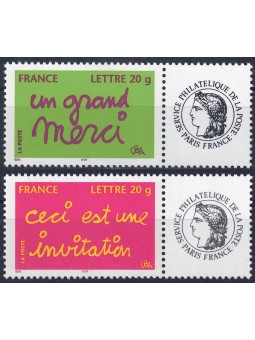 FRANCIA 2005 Francobolli per saluti (con appendici) 2v MNH**