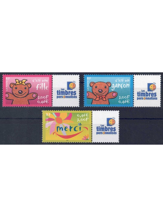 FRANCIA 2001 Francobolli augurali (con appendici) 3v MNH**