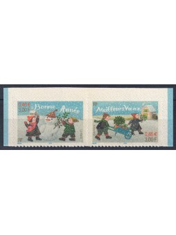 FRANCE 2001 New Year's Greetings (from booklet) 2v MNH**