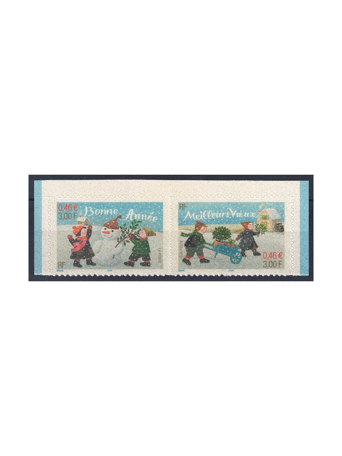 FRANCE 2001 New Year's Greetings (from booklet) 2v MNH**