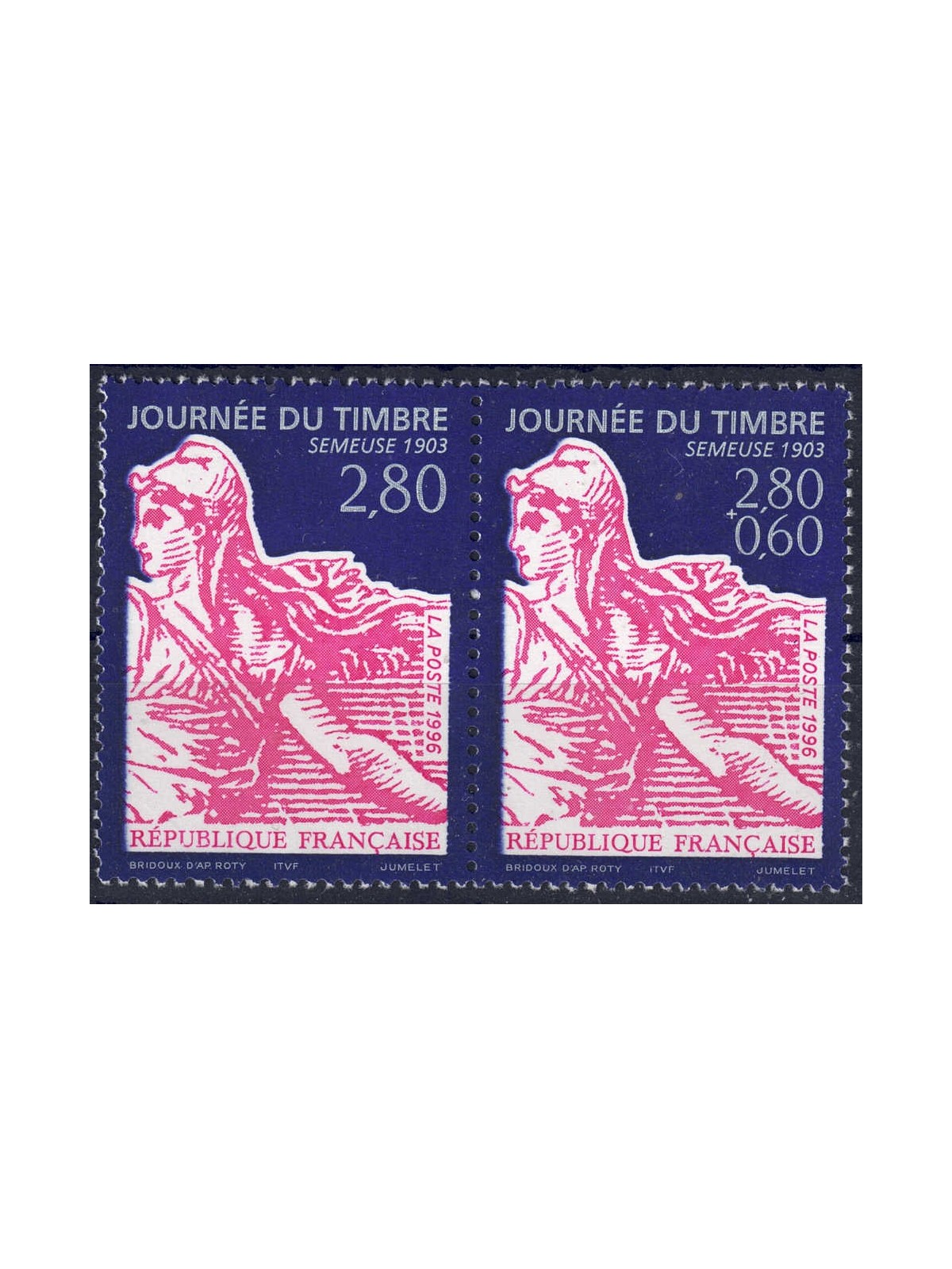 FRANCIA 1996 Giornata del francobollo 2v MNH**