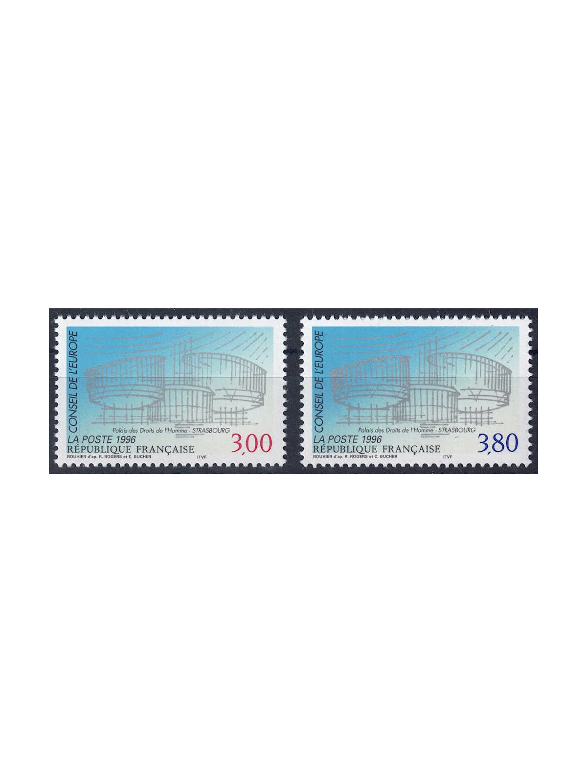 FRANCE 1996 Service (Council of Europe) 2v MNH**