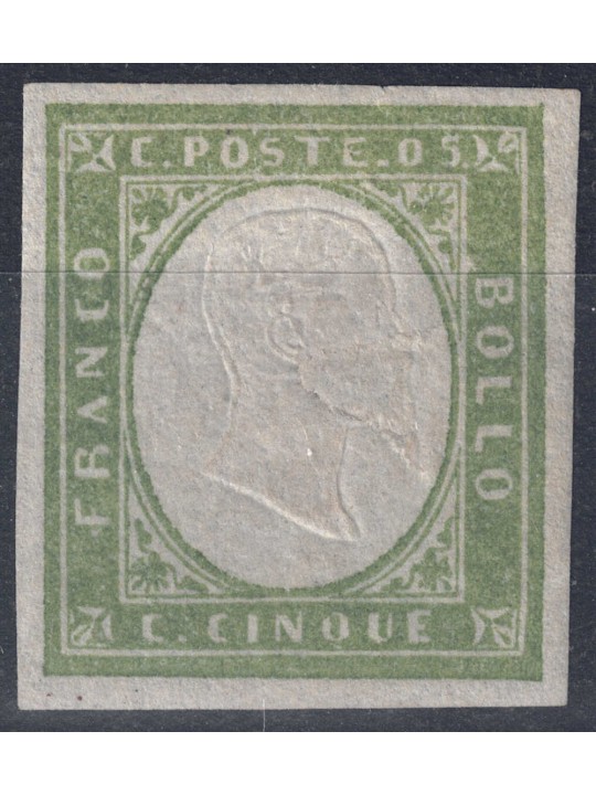 ITALIA REGNO 1861 Matraire (5c verde giallo) MH*
