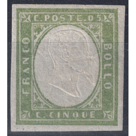 ITALIA REGNO 1861 Matraire (5c verde giallo) MH*