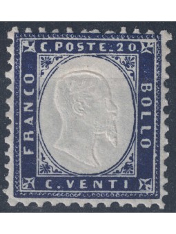 ITALIA REGNO 1862 Vittorio Emanuele II 20c indaco MH*