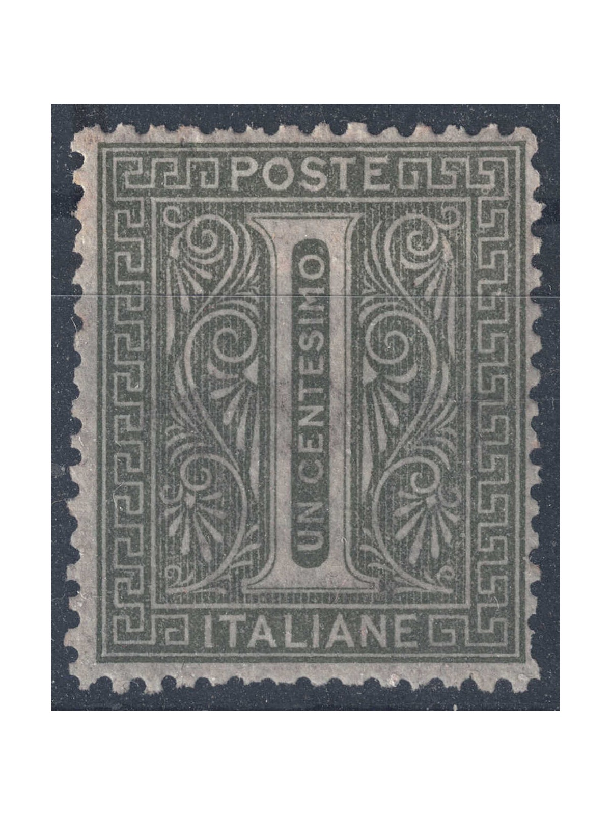ITALIA REGNO 1865 De La Rue 1c verde (Torino) MH*