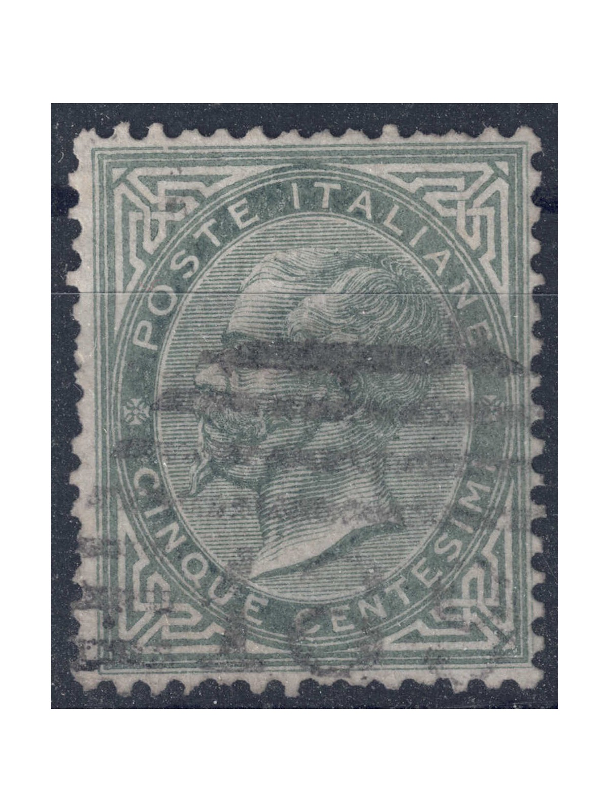 ITALY KINGDOM 1863 De La Rue 5c green grey (London) us