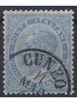 ITALIA REGNO 1863 De La Rue 15c celeste (Londra) us