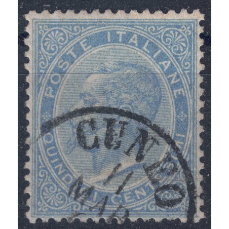 ITALIA REGNO 1863 De La Rue 15c celeste (Londra) us