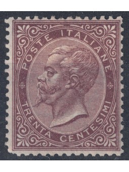 ITALIA REGNO 1865 De La Rue 30c bruno (Torino) MH*
