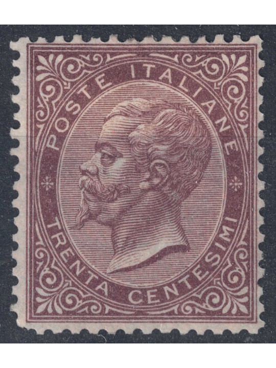 ITALIA REGNO 1865 De La Rue 30c bruno (Torino) MH*