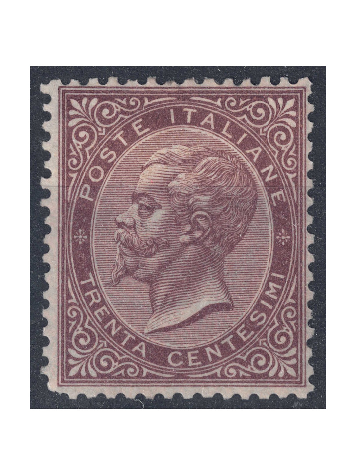 ITALIA REGNO 1865 De La Rue 30c bruno (Torino) MH*