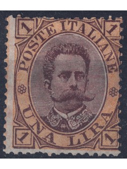 ITALIA REGNO 1889 Umberto I £1 bruno e arancio MH*