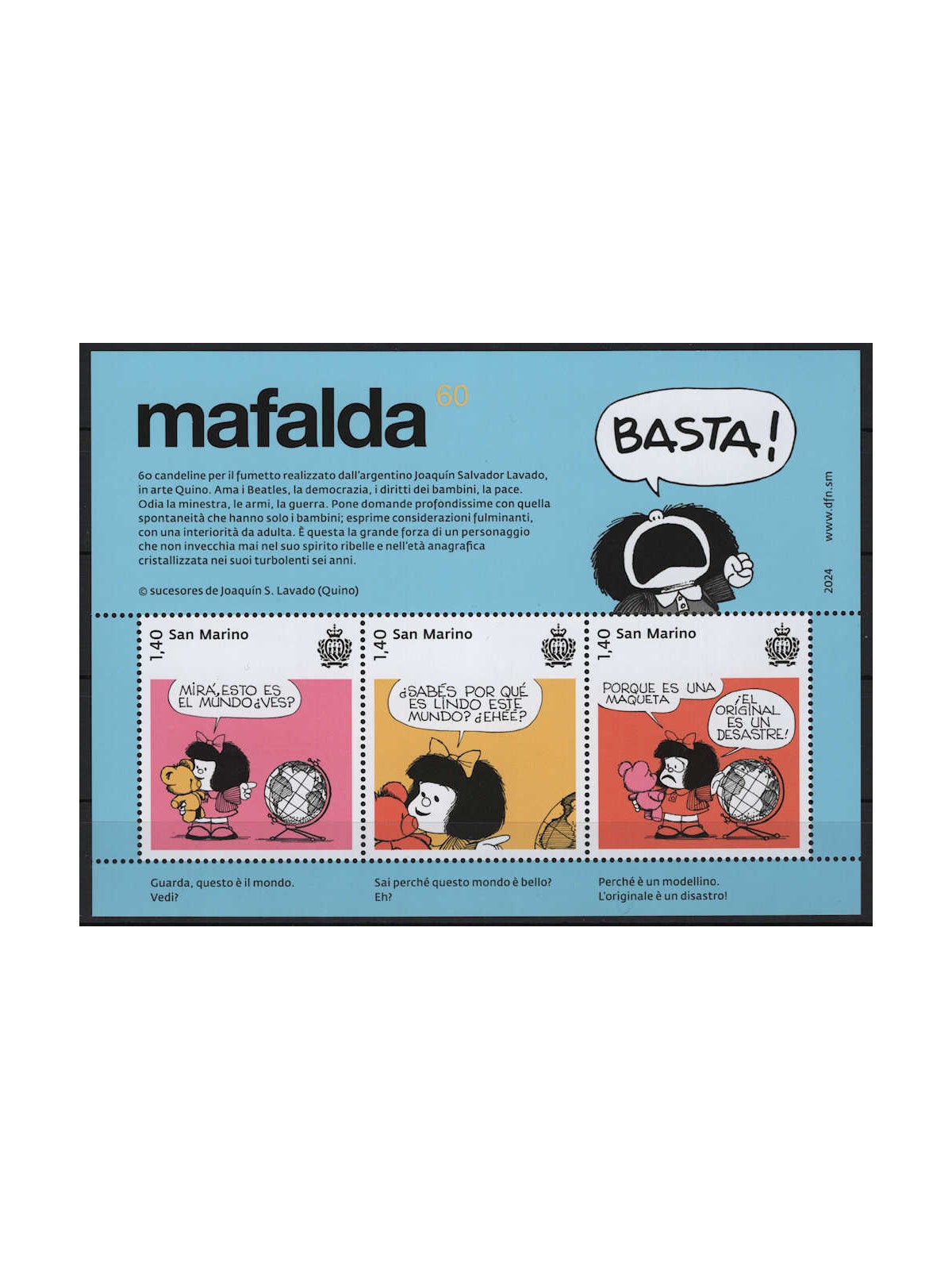 SAN MARINO 2024 Mafalda’s 60th birthday s/s MNH**