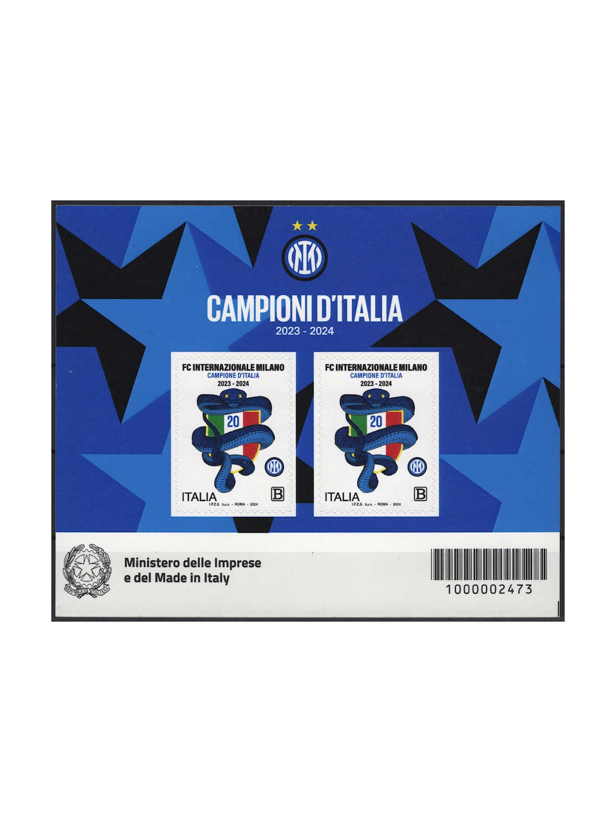ITALY 2024 Inter (Italian Champions) m/s MNH**