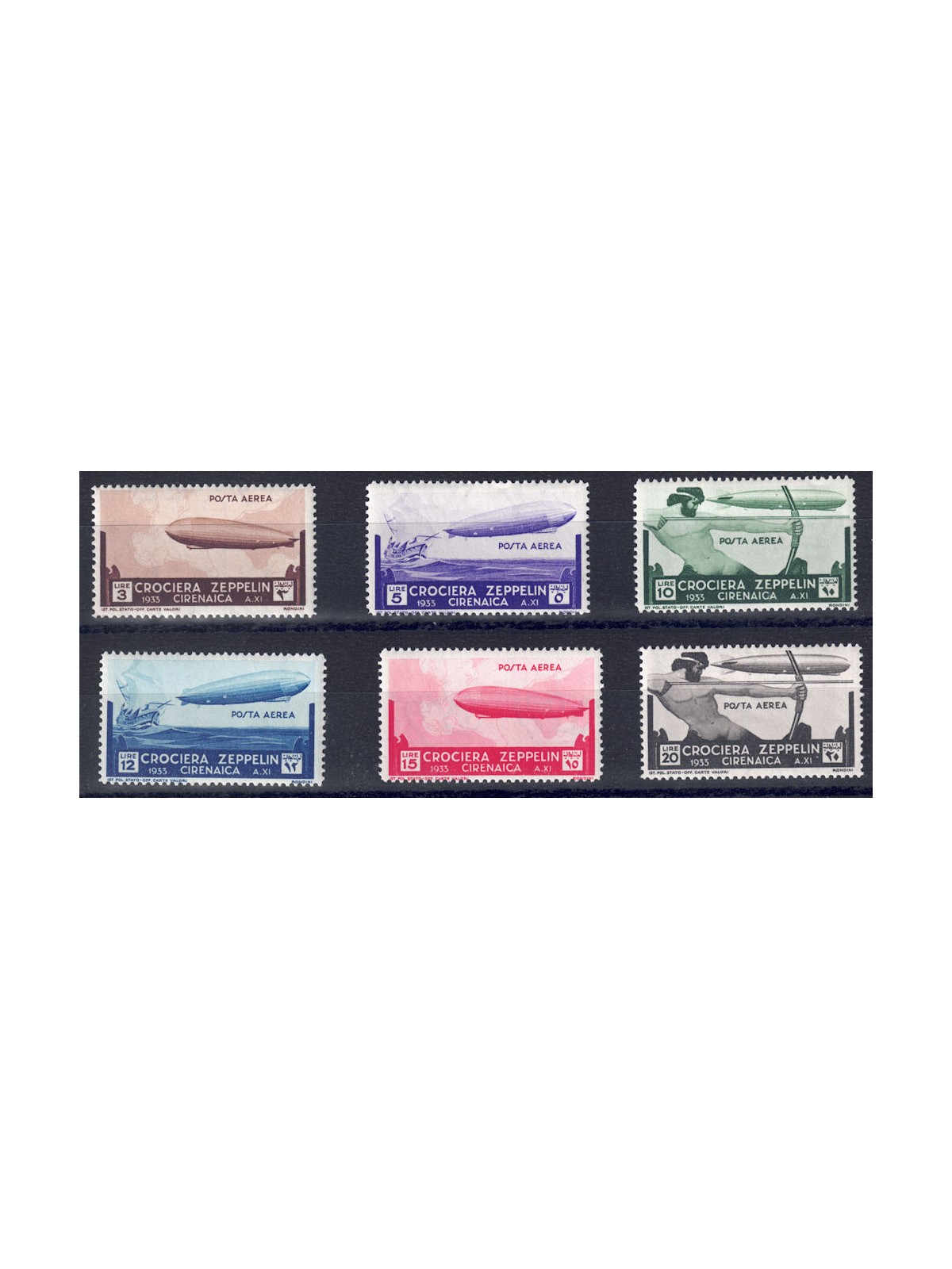 CYRENAICA 1933 Zeppelin Cruise 6v MNH** ©