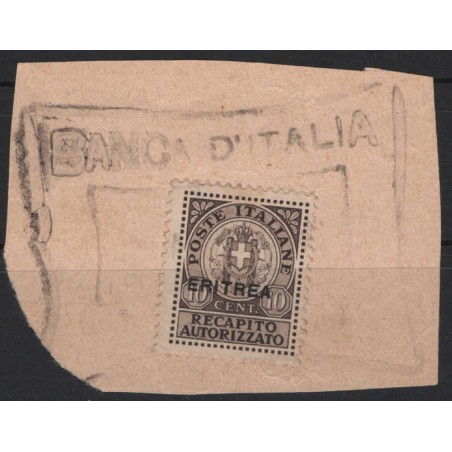 ERITREA 1939 Authorized delivery used on fragment