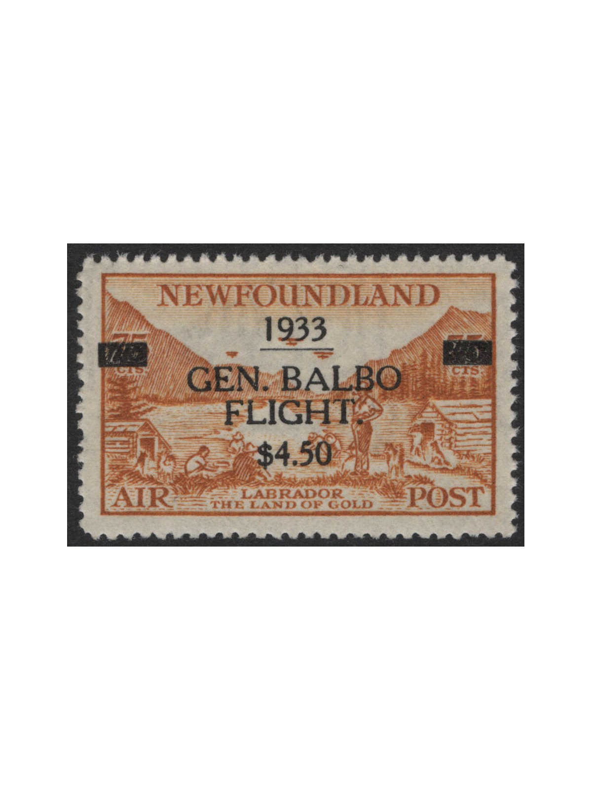 NewFoundland (Terranova) 1933 Generale Balbo Flight $ 4,50 su 75c. MNH**