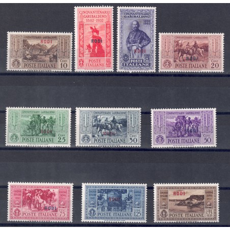 AEGEAN RHODES 1932 Giuseppe Garibaldi 10v MNH**