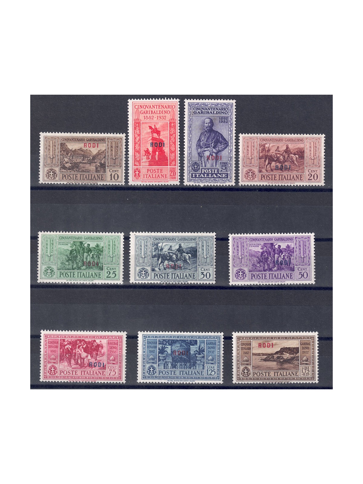 AEGEAN RHODES 1932 Giuseppe Garibaldi 10v MNH**