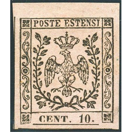 Modena 1857 Este Eagle 10 c. pink with a dot after the digits no. 9. Biondi Cert Cat. € 900 (*)