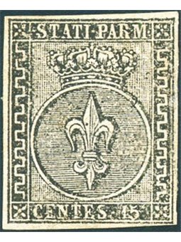 Parma 1852 Bourbon Lily 15 c. pink no. 3. Signed Chia AD Certified by Biondi Catalogue price €18,000 (*)