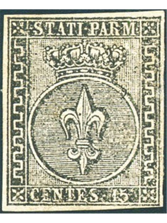 Parma 1852 Bourbon Lily 15 c. pink no. 3. Signed Chia AD Certified by Biondi Catalogue price €18,000 (*)