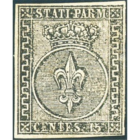 Parma 1852 Bourbon Lily 15 c. pink no. 3. Signed Chia AD Certified by Biondi Catalogue price €18,000 (*)