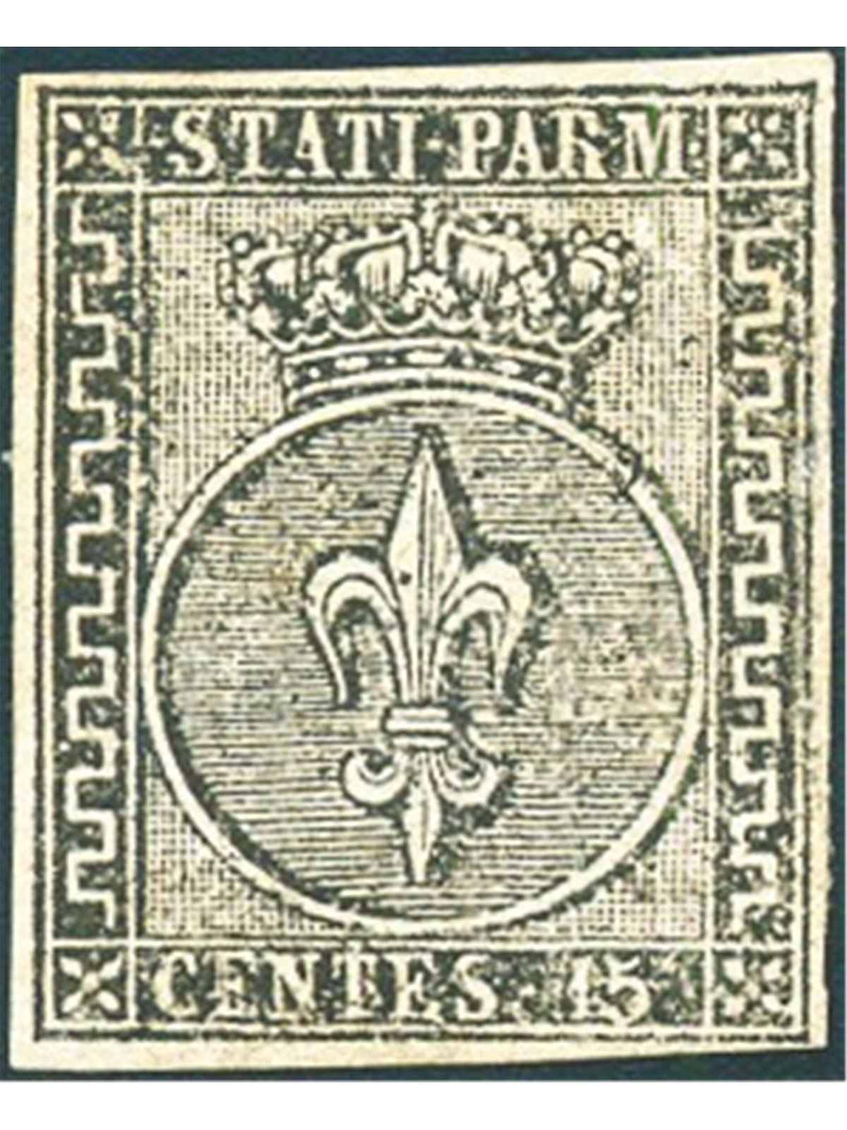 Parma 1852 Bourbon Lily 15 c. pink no. 3. Signed Chia AD Certified by Biondi Catalogue price €18,000 (*)