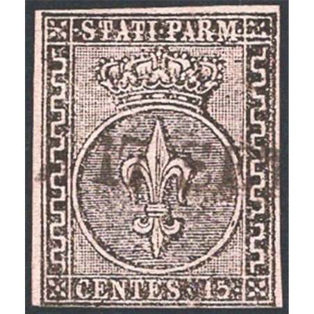 Parma 1852 Bourbon Lily 15 c. pink no. 3. Signed: Chia ED Certified by CiBaFil Catalogue price: €220 (U)