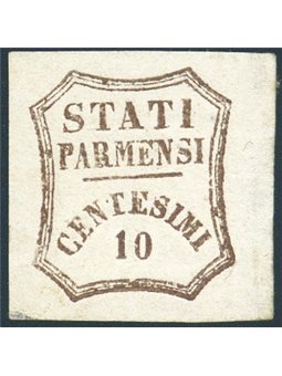 Parma 1859 Provincial Government 10 c. brown no. 14 Cert. Biondi Cat. €2,200 (*)