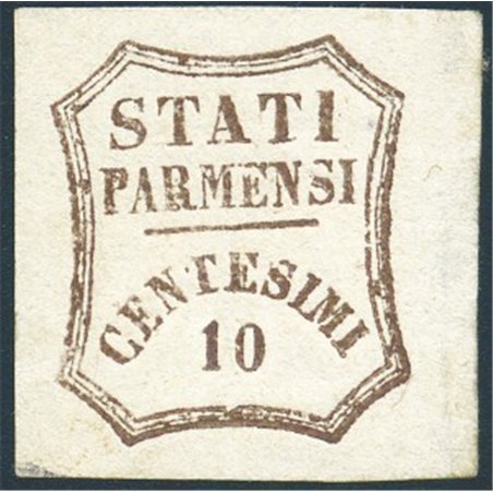 Parma 1859 Provincial Government 10 c. brown no. 14 Cert. Biondi Cat. €2,200 (*)