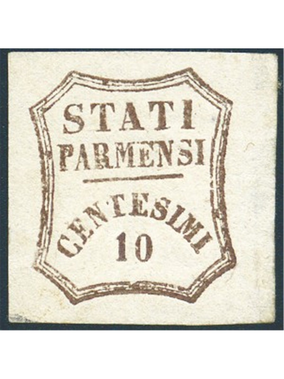 Parma 1859 Provincial Government 10 c. brown no. 14 Cert. Biondi Cat. €2,200 (*)