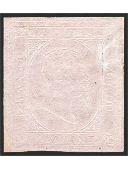 Sardegna 1853 Vitt. Emanuele 40 c. rosa chiaro l'esemplare presenta un'impercettibile falla di gomma in basso n° 6 Cert. Cardill