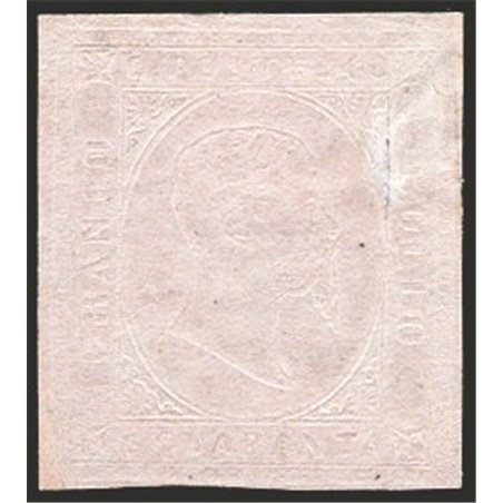Sardegna 1853 Vitt. Emanuele 40 c. rosa chiaro l'esemplare presenta un'impercettibile falla di gomma in basso n° 6 Cert. Cardill