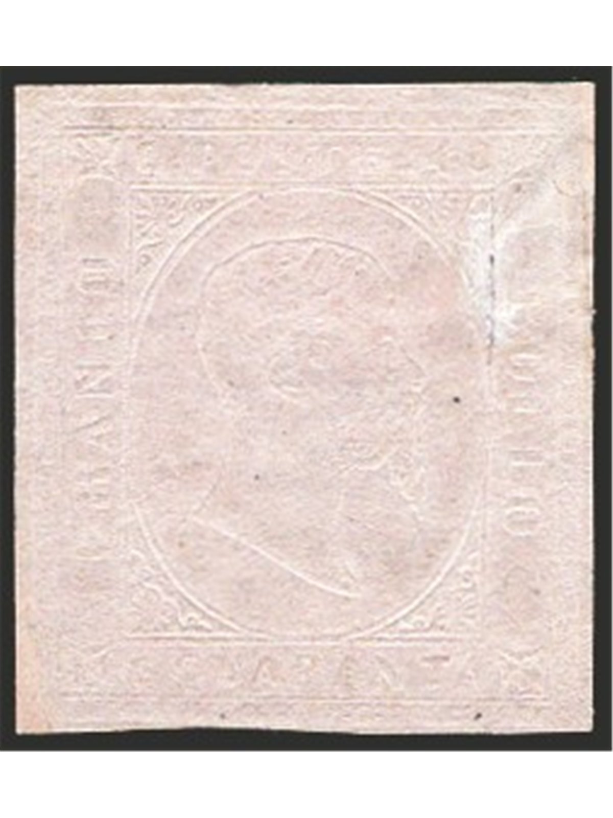 Sardinia 1853 Victor Emmanuel 40 c. light pink; this specimen has an imperceptible gum defect at the bottom no. 6 Certified by C