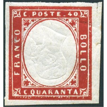 Sardinia 1861 Victor Emmanuel 40 c. carmine red with inverted effigy no. 16D Cert. Biondi Cat. (as used) € 11,000 (**)