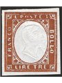 Sardinia 1861 Victor Emmanuel 3 £ bright copper no. 18A. Signed AD ED. CiBaFil cert Cat. €700 (*)