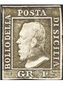 Sicily 1859 1 gr. greyish olive-green Plate II no. 4 Certified by Cilio Catalogue price €2,000 (*)