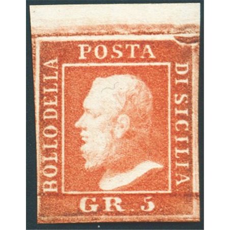 Sicily 1859 5 gr. bright vermilion no. 11a Cert. Biondi Cat. €1,250 (*)