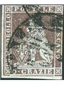 Toscana 1857 Marzocco 9 cr. bruno violaceo su grigio Cert. Biondi Cat. € 500 (U)