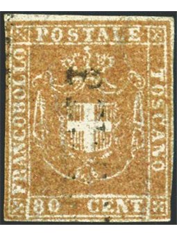 Toscana 1860 Gov. Provv. 80 c. carnicino n° 22 Cert. ED Biondi Cat. € 2.500 (U)