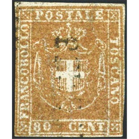 Toscana 1860 Gov. Provv. 80 c. carnicino n° 22 Cert. ED Biondi Cat. € 2.500 (U)