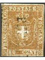 Toscana 1860 Gov. Provv. 80 c. carnicino n° 22 Cert. ED Biondi Cat. € 2.500 (U)