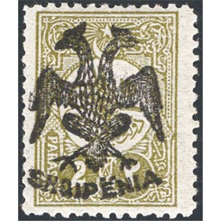 Albania 1913 Turkish stamp no. 146 with black overprint of the double-headed eagle and “SHQIPENIA” no. 3 Certified by CiBaFil Ca
