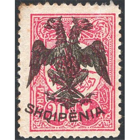 Albania 1913 Turkish stamp no. 147 with black overprint of the double-headed eagle and “SHQIPENIA” no. 5 Certified by CiBaFil Ca