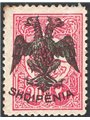 Albania 1913 Turkish stamp no. 147 with black overprint of the double-headed eagle and “SHQIPENIA” no. 5 Certified by CiBaFil Ca