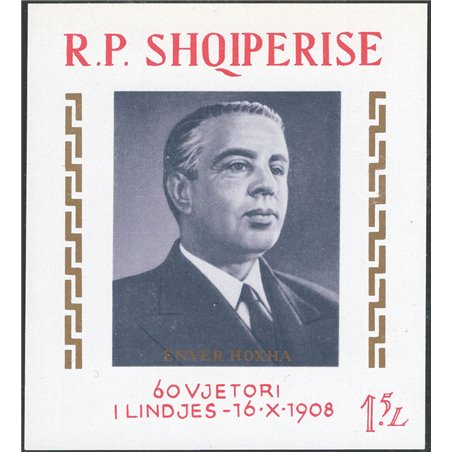 Albania 1968 BF 60° Compleanno Presidente Hodja n° 10 Cat. € 150 (**)